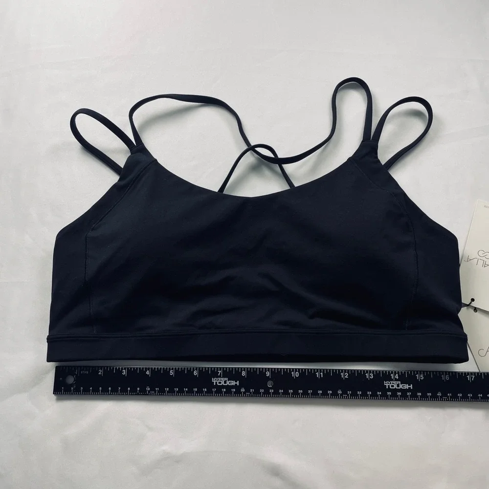 Calia Inspire Low Support Bra Pure Black XXL Strappy Back WAX14703 NEW